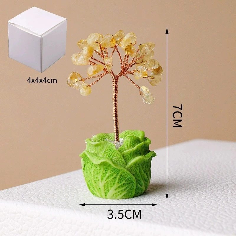 Natural crystal gravel cabbage base tree of life ornaments hand-woven