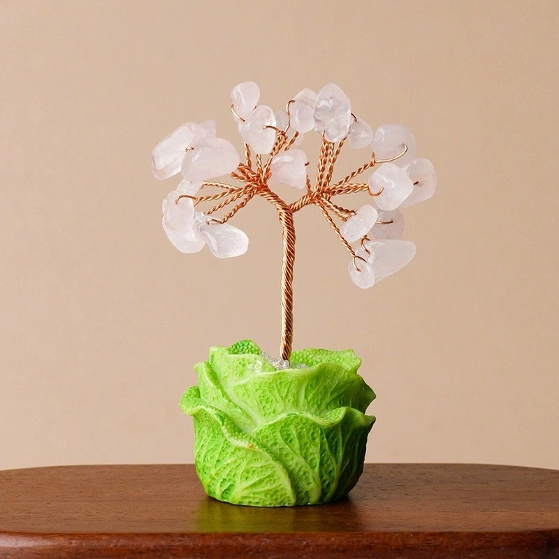 Natural crystal gravel cabbage base tree of life ornaments hand-woven