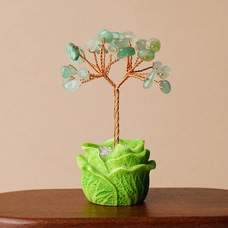 Natural crystal gravel cabbage base tree of life ornaments hand-woven