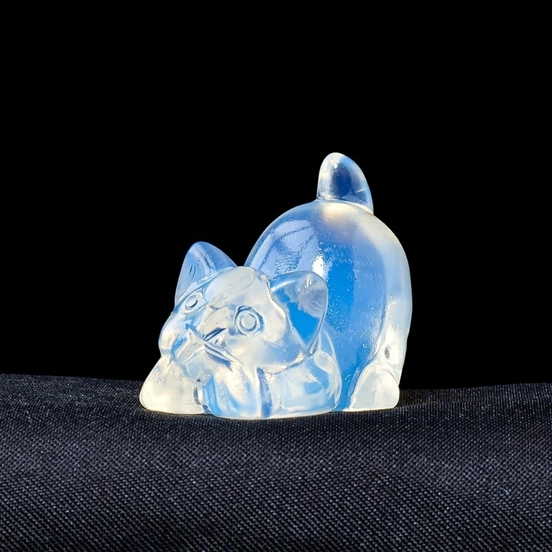 Natural crystal kitten carving crystal raw stone desktop decoration