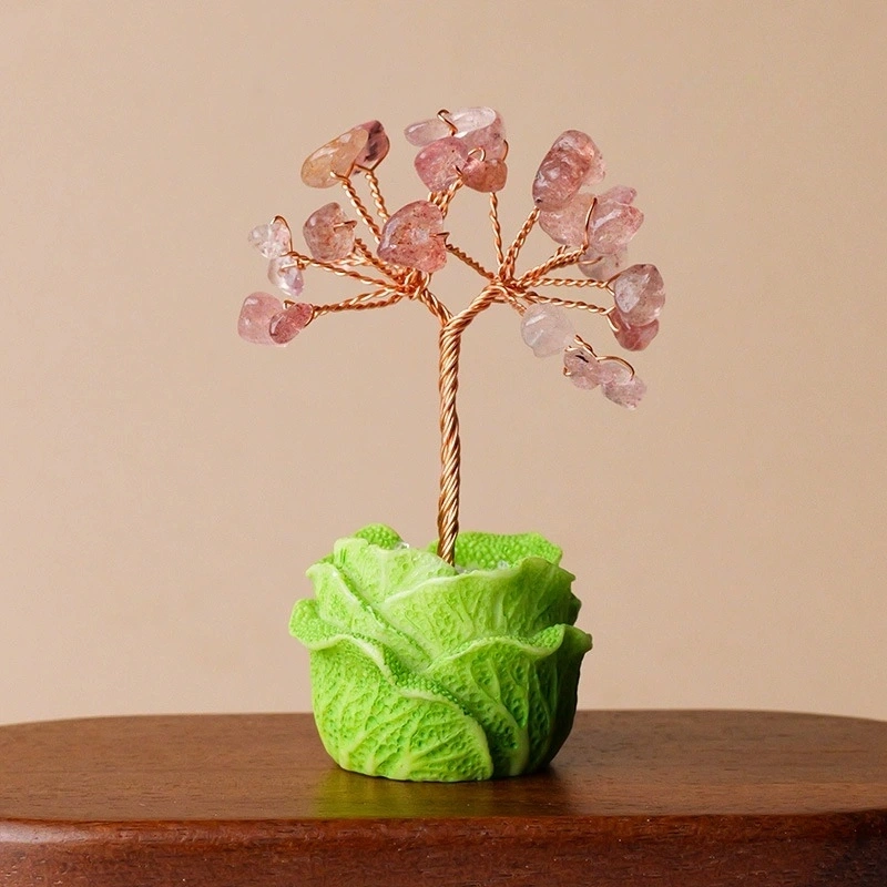 Natural crystal gravel cabbage base tree of life ornaments hand-woven