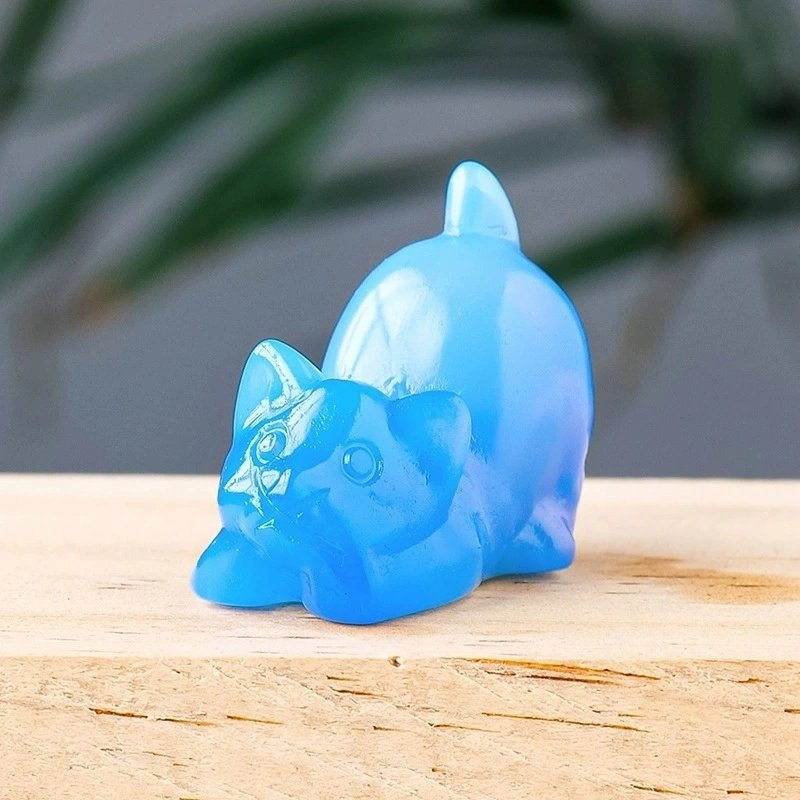 Natural crystal kitten carving crystal raw stone desktop decoration