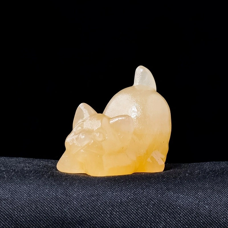 Natural crystal kitten carving crystal raw stone desktop decoration