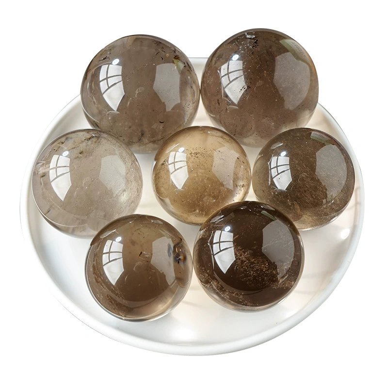 Natural crystal smoky quartz ball ornaments crystal rough stone polishing