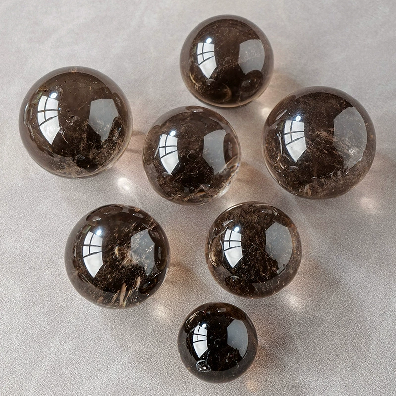 Natural crystal smoky quartz ball ornaments crystal rough stone polishing