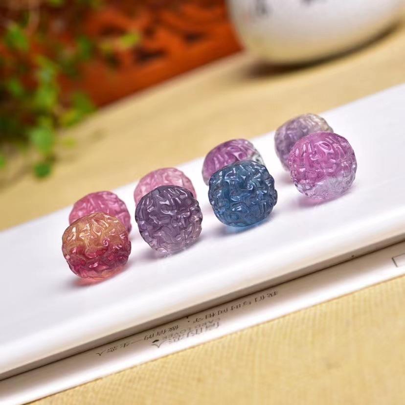 25 Pieces/Bag-natural tourmaline fluorite walnut loose beads pendant DIY accessories