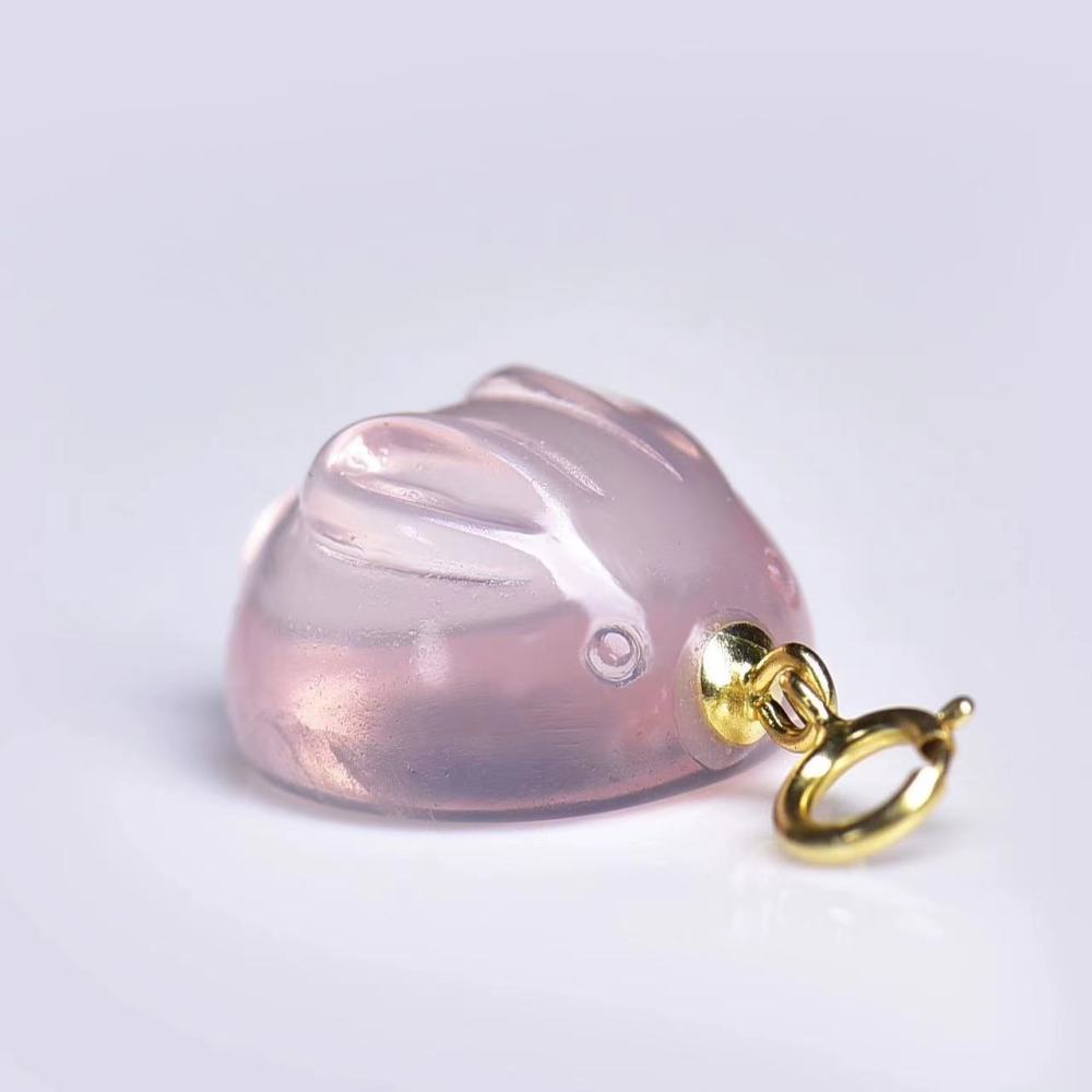 25 Pieces/Bag-Natural rose quartz bunny charms, cute pets, all-match handmade DIY bracelet accessories