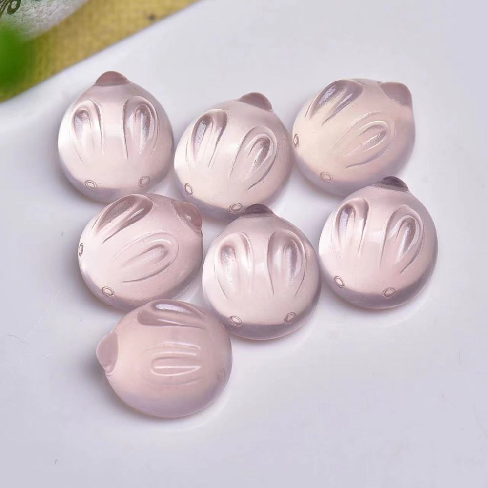 25 Pieces/Bag-Natural rose quartz bunny charms, cute pets, all-match handmade DIY bracelet accessories