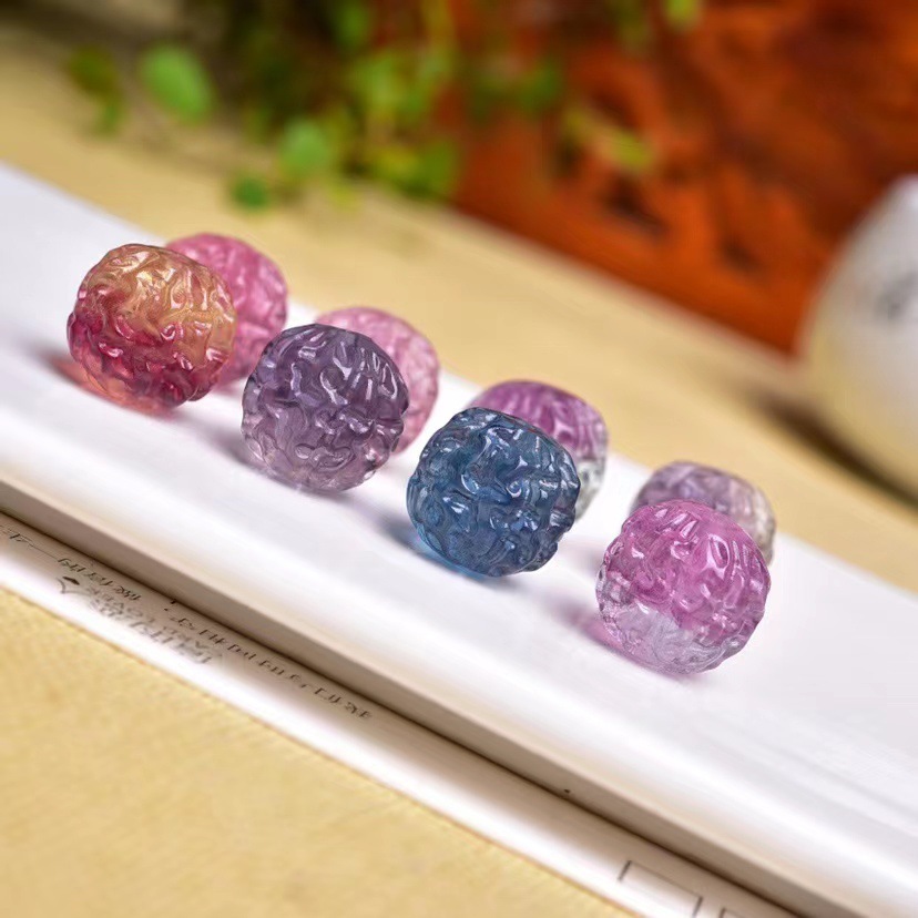 25 Pieces/Bag-natural tourmaline fluorite walnut loose beads pendant DIY accessories