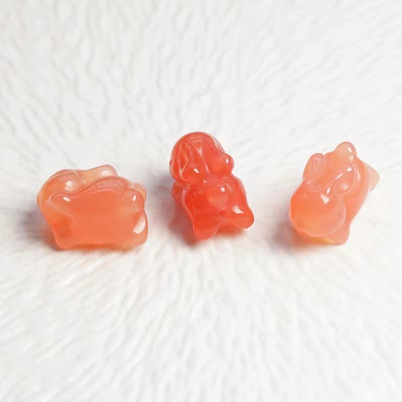 25 Pieces/Bag-Natural red salt source agate jade Papa Rabbit cute bracelet small accessories