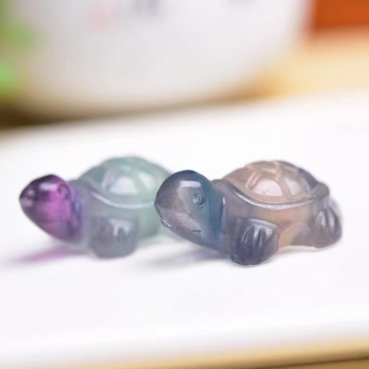 25 Pieces/Bag - Natural fluorite turtle hand-carved animal ornaments without holes