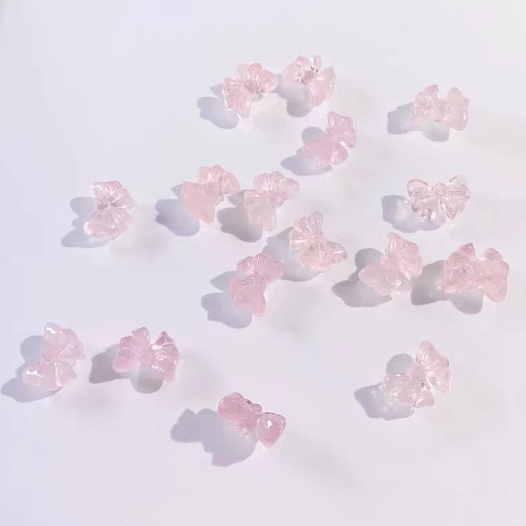 25Pieces/Bag-Natural pink crystal bow accessories handmade DIY accessories