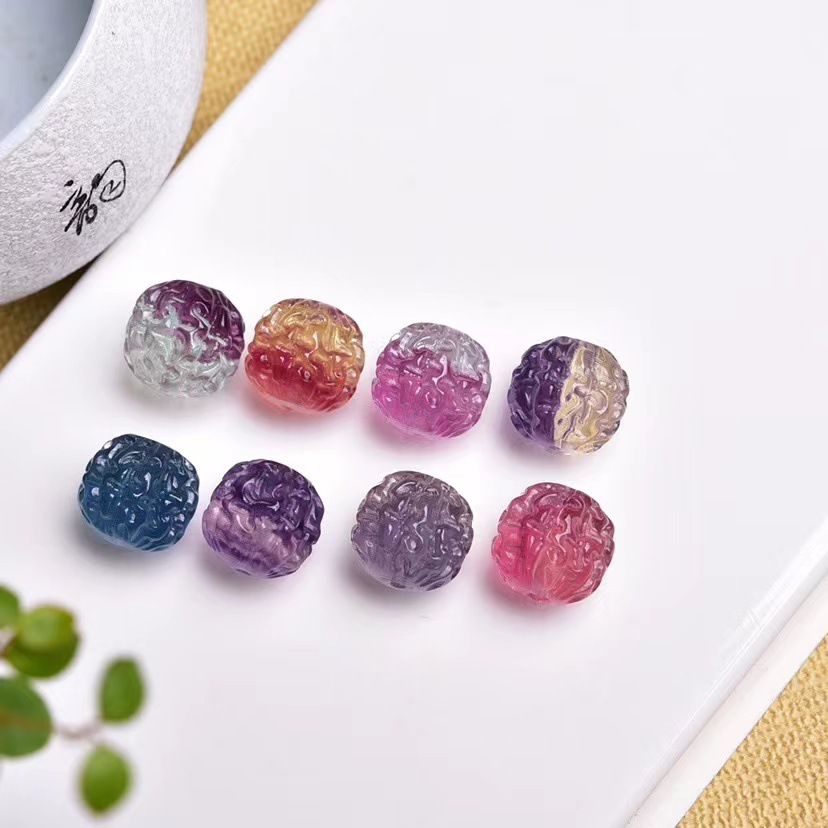 25 Pieces/Bag-natural tourmaline fluorite walnut loose beads pendant DIY accessories