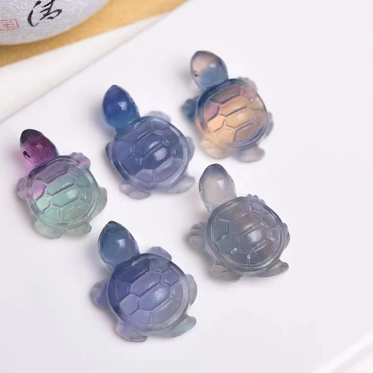 25 Pieces/Bag - Natural fluorite turtle hand-carved animal ornaments without holes