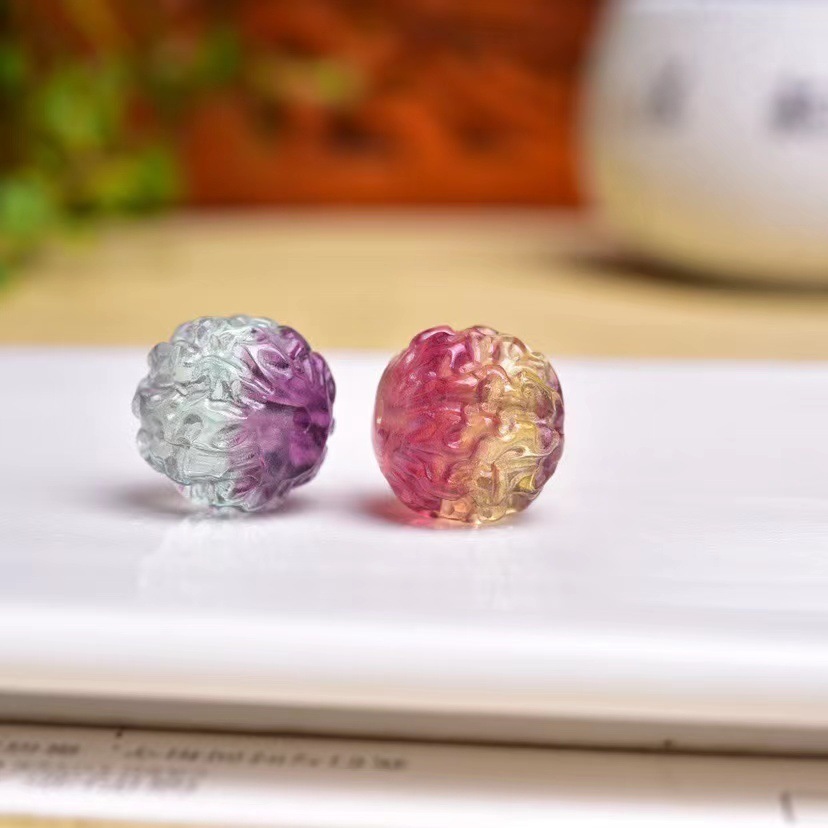 25 Pieces/Bag-natural tourmaline fluorite walnut loose beads pendant DIY accessories