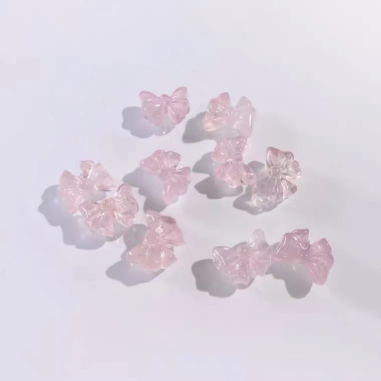 25Pieces/Bag-Natural pink crystal bow accessories handmade DIY accessories