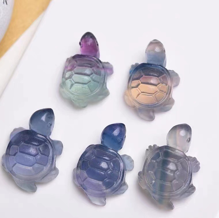 25 Pieces/Bag - Natural fluorite turtle hand-carved animal ornaments without holes