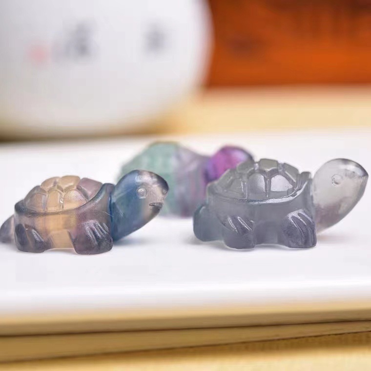25 Pieces/Bag - Natural fluorite turtle hand-carved animal ornaments without holes