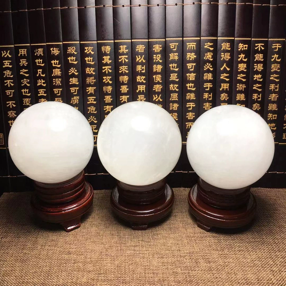 Natural white Iceland sapphire crystal ball rough stone polishing