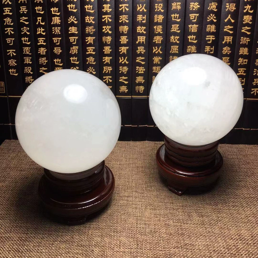 Natural white Iceland sapphire crystal ball rough stone polishing