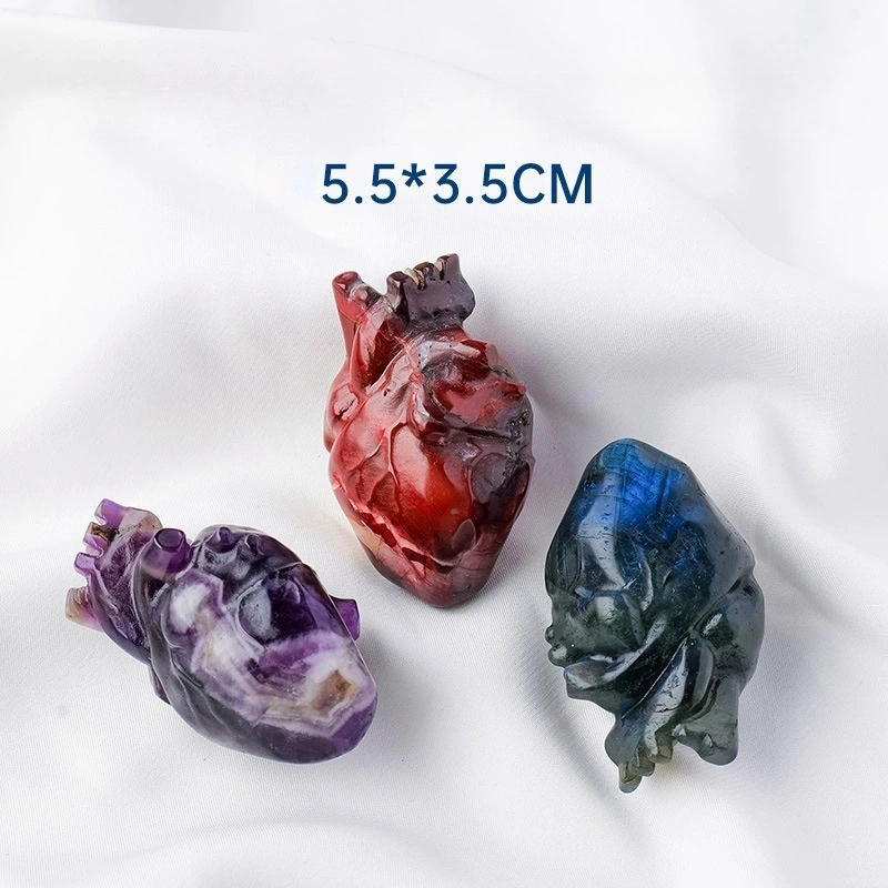 Natural crystal heart carving organ model crystal crafts