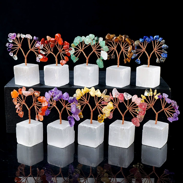 Natural transparent plaster base tree of life crystal crafts