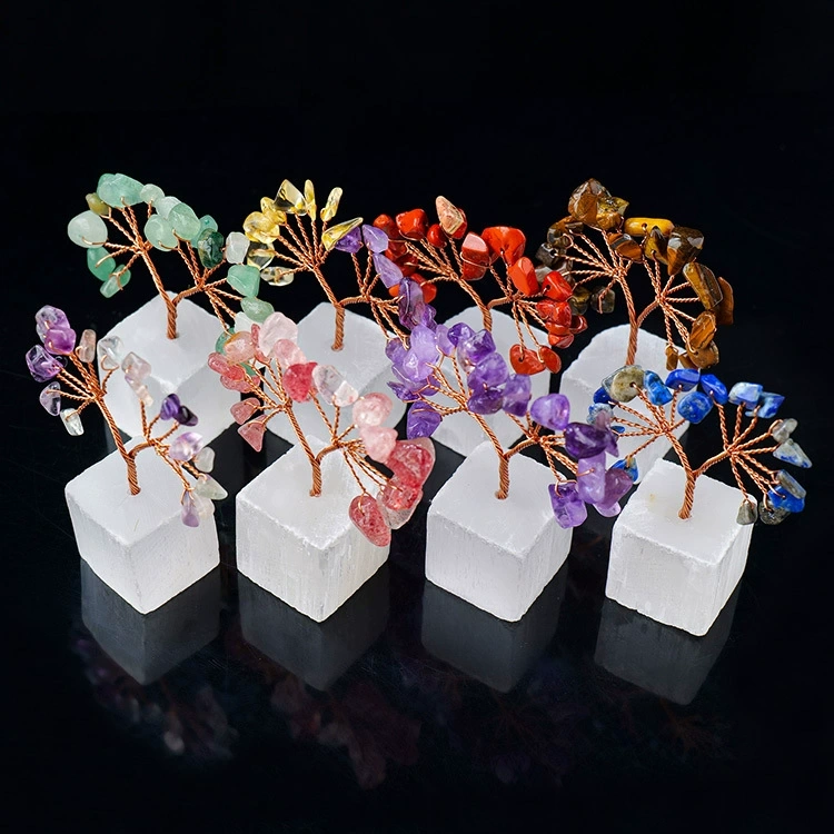 Natural transparent plaster base tree of life crystal crafts