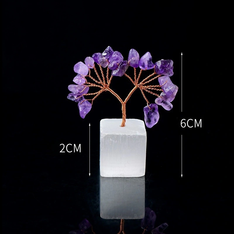 Natural transparent plaster base tree of life crystal crafts