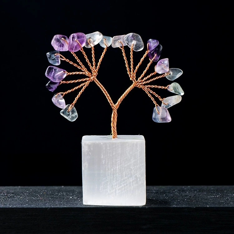 Natural transparent plaster base tree of life crystal crafts