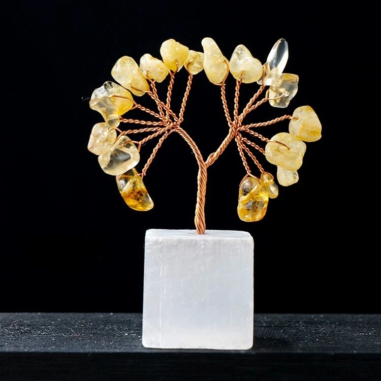 Natural transparent plaster base tree of life crystal crafts