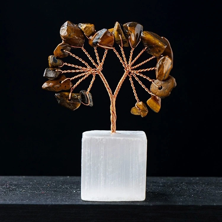Natural transparent plaster base tree of life crystal crafts
