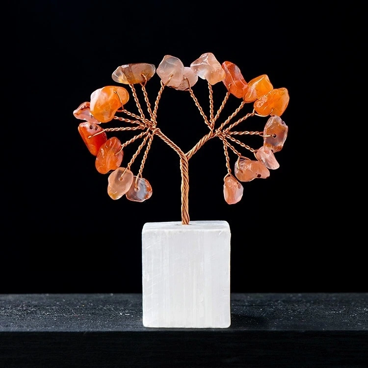 Natural transparent plaster base tree of life crystal crafts