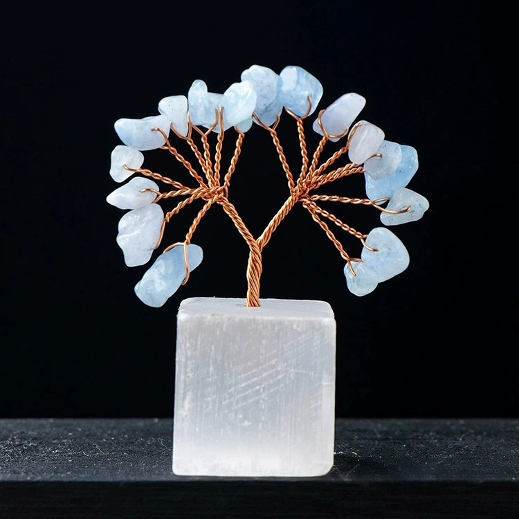 Natural transparent plaster base tree of life crystal crafts