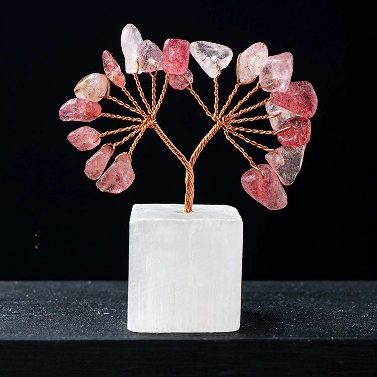 Natural transparent plaster base tree of life crystal crafts