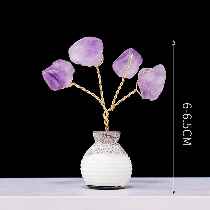 Natural amethyst tooth flower tree vase Handmade mini tree of life home decoration