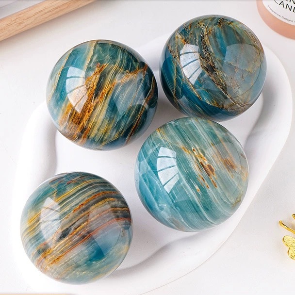 Natural blue Anlisi crystal ball ornaments blue gem crystal energy ball