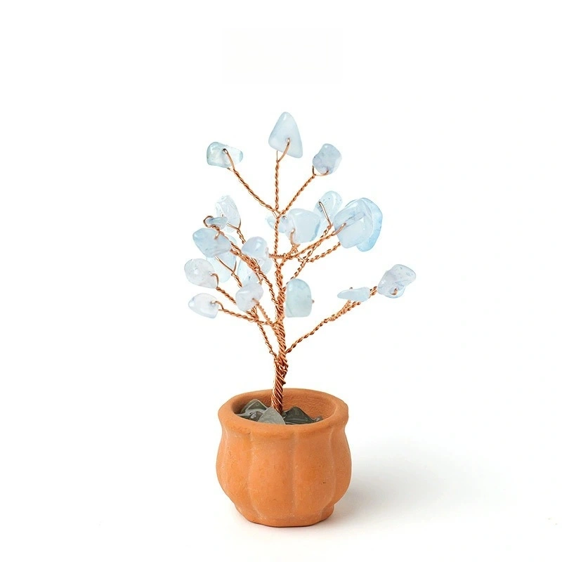 Natural crystal tree fortune tree office desktop mini ceramic basin base