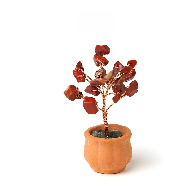 Natural crystal tree fortune tree office desktop mini ceramic basin base