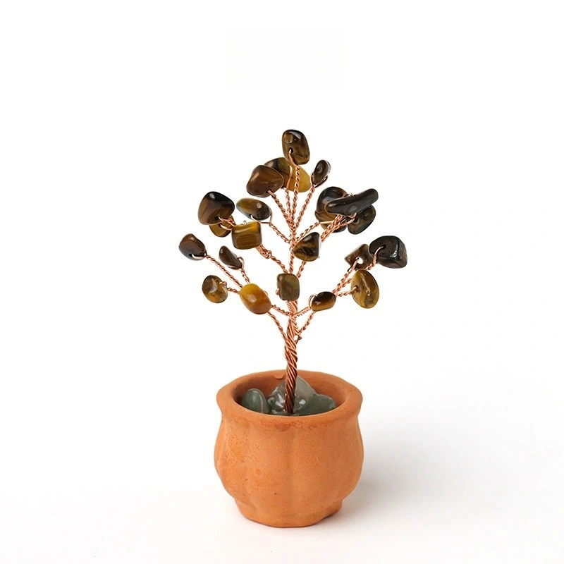 Natural crystal tree fortune tree office desktop mini ceramic basin base