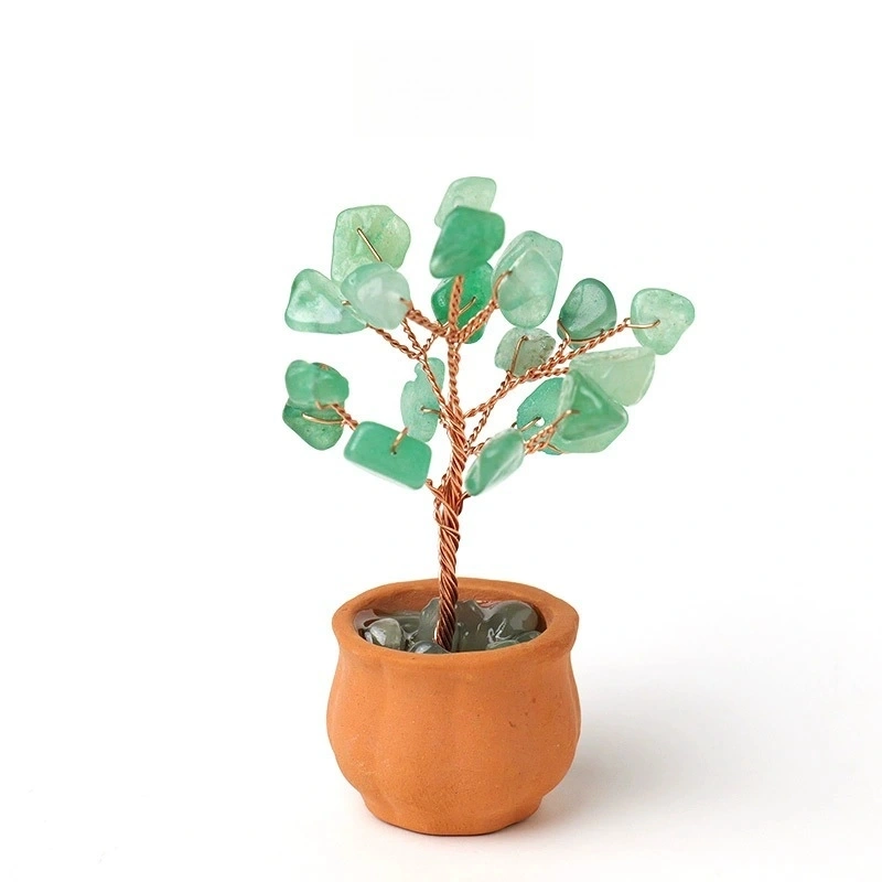 Natural crystal tree fortune tree office desktop mini ceramic basin base