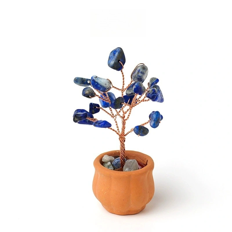 Natural crystal tree fortune tree office desktop mini ceramic basin base