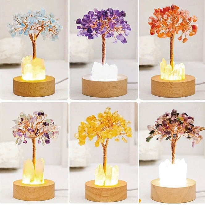 Natural crystal tree night light luminous USB bedside night light ornaments