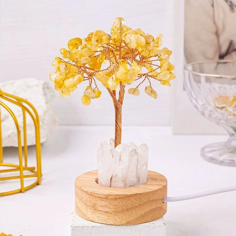 Natural crystal tree night light luminous USB bedside night light ornaments