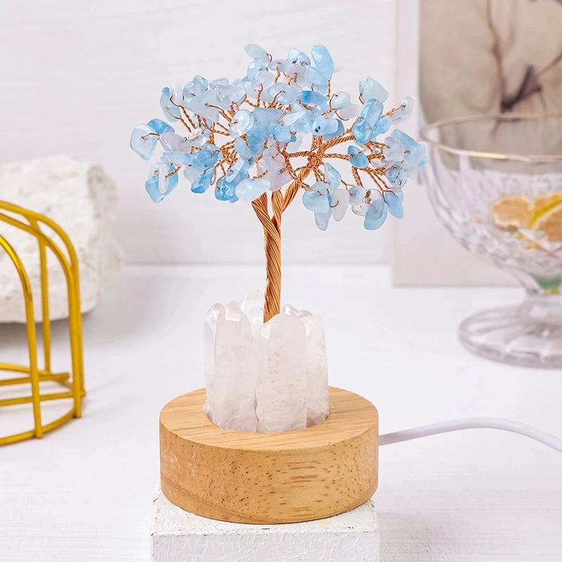 Natural crystal tree night light luminous USB bedside night light ornaments