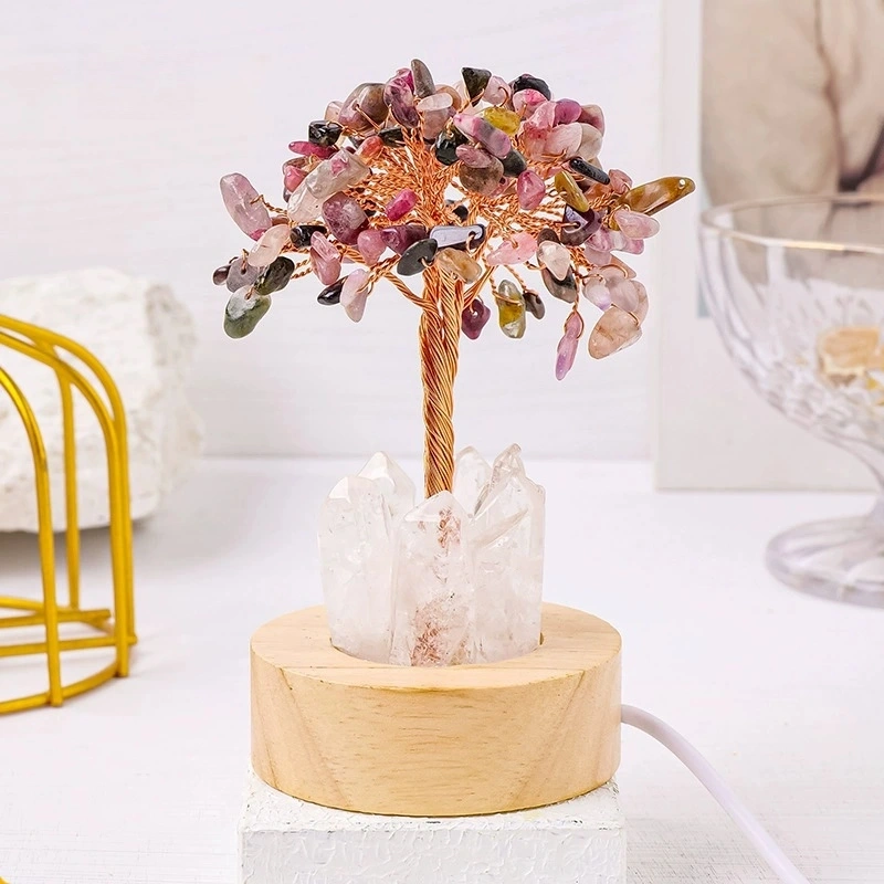 Natural crystal tree night light luminous USB bedside night light ornaments