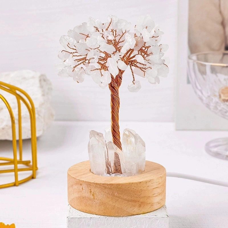 Natural crystal tree night light luminous USB bedside night light ornaments
