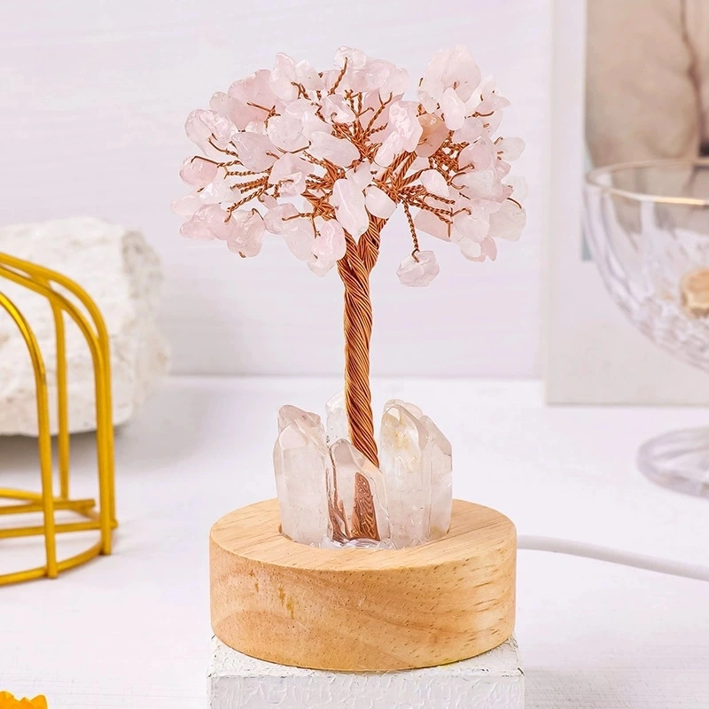 Natural crystal tree night light luminous USB bedside night light ornaments