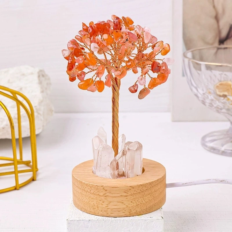 Natural crystal tree night light luminous USB bedside night light ornaments