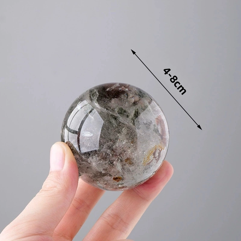 Natural green ghost crystal ball ornaments crystal raw stone polished