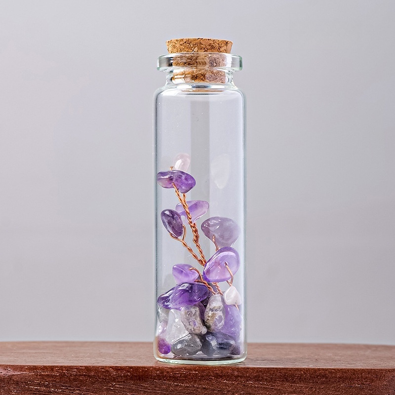 Natural crystal gravel crystal tree mineral bottle crystal tree glass drift bottle
